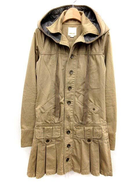 DIESELミリタリージャケットフード付きカーキベージュ系プリーツワンピース DIESEL（ディーゼル） ミリタリージャケット - カーキ レディース